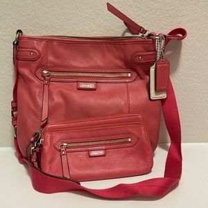 Coach bag leather crossbody and matching leather double zip wallet